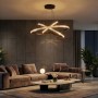 kelvo® DIAMOND KLV-101-0139-V2 Κρεμαστό Φωτιστικό Οροφής LED 120W 12000lm 180° AC 220-240V IP20 Ρυθμιζόμενο Λευκό CCT με Χειριστήριο από 2700K έως 6000K Dimmable - Lumileds SMD Chip - Μαύρο Ματ - Μ80 x Π80 x Υ80cm - 3 Χρόνια Εγγύηση