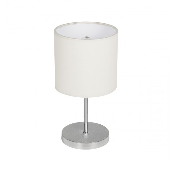 GLOBOSTAR® GLOSSY 204-0077 Μοντέρνο Επιτραπέζιο Φωτιστικό Πορτατίφ με Ντουί 1 x E27 AC 220-240V IP20 - Ασημί & Μπεζ - Μ19 x Π19 x Υ36cm