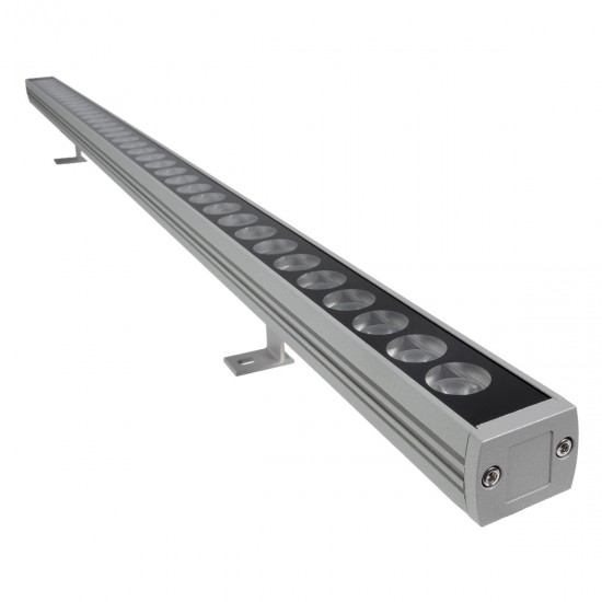 GLOBOSTAR® WASHERPANDA 999-0272 Μπάρα Φωτισμού Wall Washer LED 36W 3960lm 15° DC 24V Αδιάβροχο IP67 Θερμό Λευκό 2700K Dimmable - Bridgelux SMD Chip - Γκρι Ανθρακί - Μ100 x Π4 x Υ3cm - 3 Χρόνια Εγγύηση