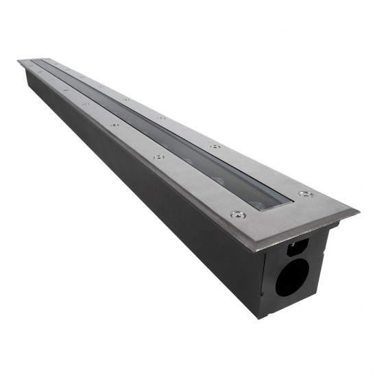 GLOBOSTAR® UNDERGROUND-REMVI 90194-Y Χωνευτή Μπάρα Φωτισμού Wall Washer LED 18W 1890lm 10° DC 24V Αδιάβροχο IP68 Ultra Θερμό Λευκό 2200K Dimmable - Bridgelux SMD Chip - Ανοξείδωτο Ατσάλι SS316 - Μ100 x Π9 x Υ7.2cm / Q98.2 x 7.6cm - 3 Χρόνια Εγγύηση