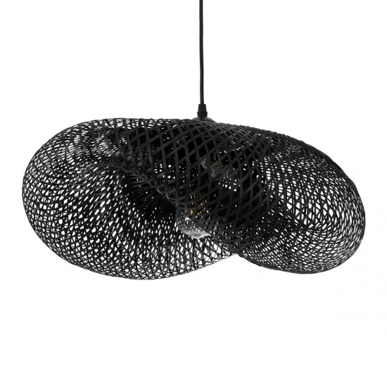 GLOBOSTAR® MEXICO 02201 Boho Κρεμαστό Φωτιστικό Οροφής με Ντουί 1 x E27 AC 220-240V IP20 - Μαύρο - Μ65 x Π45 x Υ18cm