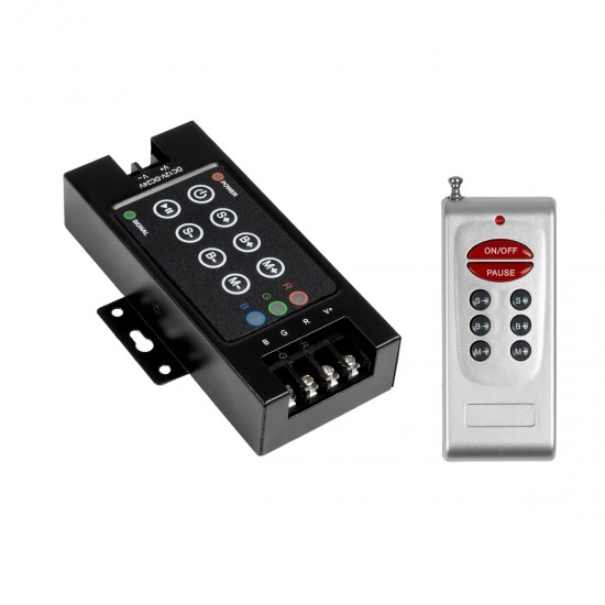 GLOBOSTAR® RGBCONTROLLER 73405 Dimmer / Controller με RF Ασύρματο Χειριστήριο με 3 x 10A 240W Κανάλια DC 12-24V 30A 720W Max IP20 - RF2.4Ghz - Μ12 x Π5.5 x Υ2.5cm - 2 Χρόνια Εγγύηση