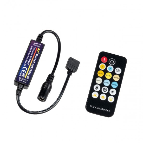 GLOBOSTAR® CCTCONTROLLER 73356 Σετ Dimmer / Controller με RF Ασύρματο Χειριστήριο με 2 x 3A 72W Κανάλια DC 12-24V 6A 144W Max IP20 - RF2.4Ghz - Μ30 x Π1.7 x Υ1cm - 2 Χρόνια Εγγύηση