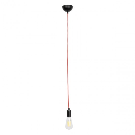 GLOBOSTAR® SUSPENS 90001 Μοντέρνο Κρεμαστό Φωτιστικό Οροφής με Ντουί 1 x E27 AC 220-240V IP20 - Μαύρο & Κόκιννο - Μ10 x Π10 x Υ100cm