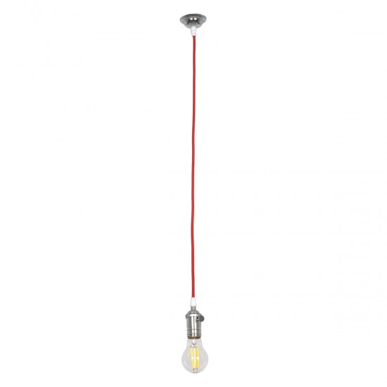 GLOBOSTAR® SUSPENS 115104 Vintage Κρεμαστό Φωτιστικό Οροφής με Ντουί 1 x E27 AC 220-240V IP20 - Ασημί & Κόκκινο - Μ6.7 x Π6.7 x Y97cm