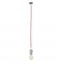 GLOBOSTAR® SUSPENS 115104 Vintage Κρεμαστό Φωτιστικό Οροφής με Ντουί 1 x E27 AC 220-240V IP20 - Ασημί & Κόκκινο - Μ6.7 x Π6.7 x Y97cm
