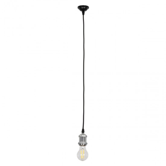 GLOBOSTAR® SUSPENS 115102 Vintage Κρεμαστό Φωτιστικό Οροφής με Ντουί 1 x E27 AC 220-240V IP20 - Ασημί & Μαύρο - Μ6.7 x Π6.7 x Y97cm