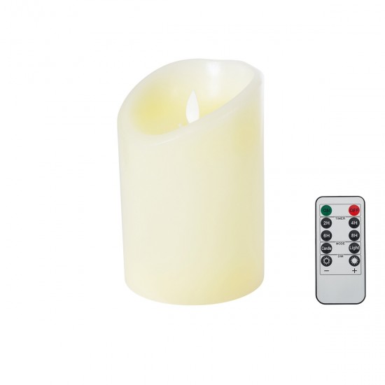 GLOBOSTAR® FIREFLAME 79542 Διακοσμητικό Κερί Παραφίνης με Εφέ Κινούμενης Φλόγας & IR Ασύρματο Χειριστήριο LED 0.5W 25lm 180° DC 3V με 2xAA Μπαταρίες IP20 Θερμό Λευκό 2700K Dimmable - Μ10 x Π10 x Υ15cm - 2 Χρόνια Εγγύηση