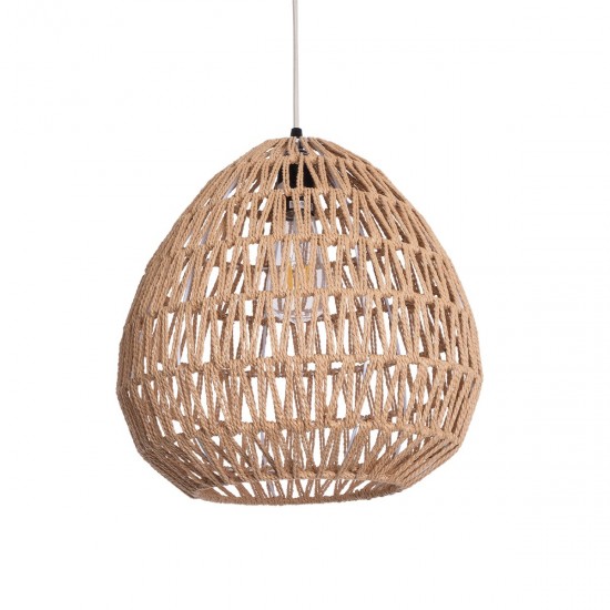 GLOBOSTAR® JJENSON 00911 Boho Κρεμαστό Φωτιστικό Οροφής με Ντουί 1 x E27 AC 220-240V IP20 - Μπεζ - Μ35 x Π35 x Υ35cm