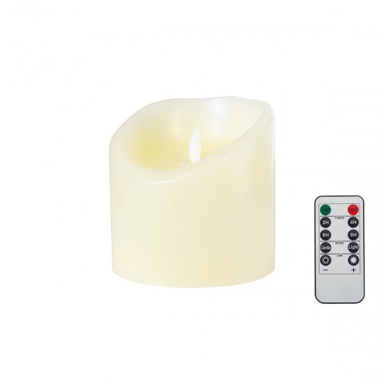 GLOBOSTAR® FIREFLAME 79541 Διακοσμητικό Κερί Παραφίνης με Εφέ Κινούμενης Φλόγας & IR Ασύρματο Χειριστήριο LED 0.5W 25lm 180° DC 3V με 2xAA Μπαταρίες IP20 Θερμό Λευκό 2700K Dimmable - Μπεζ - Μ10 x Π10 x Υ10cm - 2 Χρόνια Εγγύηση