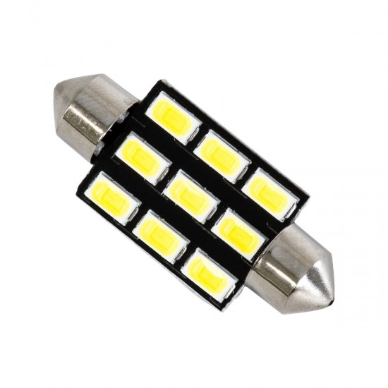 GloboStar® C5W 81307 Λάμπα Αυτοκινήτου LED 39mm FESTOON - 9xSMD5630 4.5W 675lm 120° DC 12V IP20 Μ3.9 x Π1.2 x Υ1.2cm Ψυχρό Λευκό 6000K