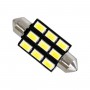 GloboStar® C5W 81307 Λάμπα Αυτοκινήτου LED 39mm FESTOON - 9xSMD5630 4.5W 675lm 120° DC 12V IP20 Μ3.9 x Π1.2 x Υ1.2cm Ψυχρό Λευκό 6000K
