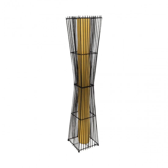 GLOBOSTAR® PALMA 02274 Boho Επιδαπέδιο Φωτιστικό με Ντουί 2 x E27 AC 220-240V IP20 - Μαύρο & Μπεζ - Μ25 x Π25 x Υ140cm