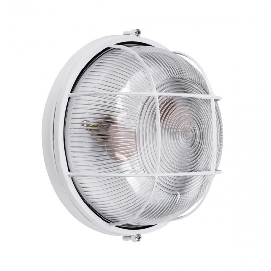 GLOBOSTAR® BOATLIGHT 61588 Vintage Φωτιστικό Καραβοχελώνα Τοίχου & Οροφής με Ντουί 2 x E27 AC 220-240V Αδιάβροχο IP65 - Λευκό Ματ - Μ24 x Π24 x Υ11cm