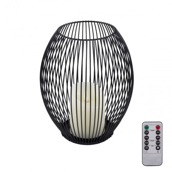 GloboStar® CANDLE 76497 Διακοσμητικό Realistic Κερί με LED Εφέ Κινούμενης Φλόγας - Μπαταρίας 2 x AA (Δεν Συμπεριλαμβάνονται) & Ασύρματο Χειριστήριο IR Θερμό Λευκό 2700K Dimmable Μαύρο Φ19 x Υ24cm