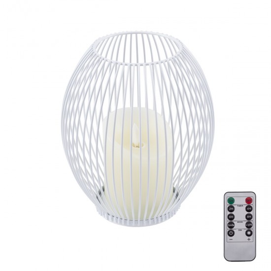 GloboStar® CANDLE 76491 Διακοσμητικό Realistic Κερί με LED Εφέ Κινούμενης Φλόγας - Μπαταρίας 2 x AA (Δεν Συμπεριλαμβάνονται) & Ασύρματο Χειριστήριο IR Θερμό Λευκό 2700K Dimmable Λευκό Φ16 x Υ18cm